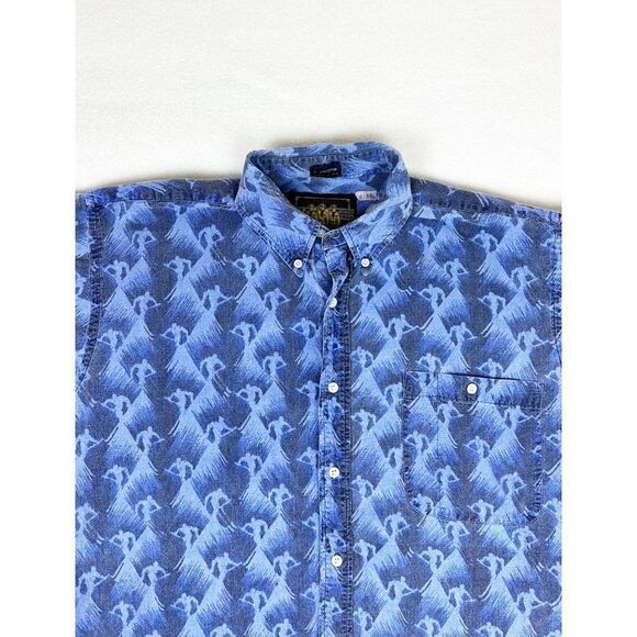 Vintage 90s Ralph Lauren Chaps Ski Shirt Large Blue Slopes Mountain Snowboard - Picture 1 of 8